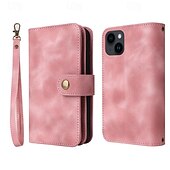 お買い得  iPhone用ケース-電話 ケース 用途 iPhone 15 Pro Max iPhone 14 13 12 11 Pro Max Plus Mini SE ウォレットカードケース ジッパ－ 全身保護 リストストラップ付き レトロ風 TPU PUレザー
