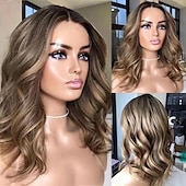 cheap Human Hair Lace Front Wigs-Remy Human Hair 13x4 Lace Front Wig Short Bob Brazilian Hair Wavy Loose Wave Light Brown Wig 130% 150% Density with Baby Hair Pre-Plucked For Women Long Human Hair Lace Wig