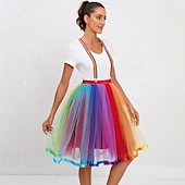 olcso Női jelmezek-Szivárvány Halloween Szoknya Tüllszoknya Szoknya alatt LMBT LMBTQ Farsangi jelmez meleg leszbikus Felnőttek Női Farsang Álarcos mulatság Pride Parade Büszkeség hónapja Egyszerű Halloween jelmezek