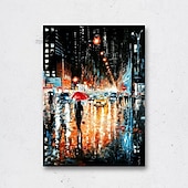 cheap Abstract Paintings-Cityscape Oil Painting handmade Textured Canvas Art Colorful Skyline painting hand painted Landscape Art Urban Street Scene Painting Modern art painting for Living Room Wall Decor