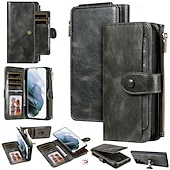Недорогие Чехлы для Samsung-телефон Кейс для Назначение SSamsung Galaxy S24 S23 S22 S21 S20 Ultra Plus FE S25 Ультра Кошелек для карт Съемный Магнитный Молния Ретро ТПУ Кожа PU
