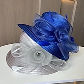 billige Coiffer-fascinators Hatter Hodeplagg polyester organza Bøttehatt Solhatt slørhatt Avslappet Ferie Elegant Årgang Med Fjær Blomst Hodeplagg Hodeplagg