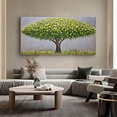 voordelige Abstracte schilderijen-handgemaakt olieverfschilderij canvas muurkunst decoratie modern abstract 3d paletmes groen geldboom voor huisdecoratie gerold frameloos ongerekt schilderij