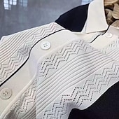 cheap Men&#039;s Classic Polo-Men&#039;s Knit Polo Sweater Polo Shirt Casual Daily Turndown Button Short Sleeve Fashion Chunky Color Block Button Front Summer Spring Fall Regular Fit Black / Gray Yellow Knit Polo Sweater