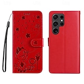 cheap Samsung Cases-Phone Case For Samsung Galaxy S24 S23 S22 S21 S20 Ultra Plus FE A54 A34 A14 Note 20 10 S25 Ultra Wallet Case Magnetic Full Body Protective with Wrist Strap Cat Bee TPU PU Leather