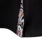 economico camicia da uomo con bottoni-Per uomo Camicia Camicia con colletto cinese Camicia con colletto alla coreana Camicia Estiva Camicia casual Camicia da Spiaggia Nero Bianco Vino Manica Lunga Paisley Blocco di colori Colletto alla