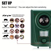 economico Sensori e allarmi di sicurezza-Repellente per animali ad ultrasuoni a energia solare: deterrente con sensore di movimento impermeabile per gatti, cani, uccelli e animali selvatici nei giardini &amp;all&#039;aperto