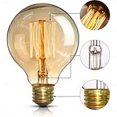 voordelige Gloeilamp-1/2 stuks 40w edison lamp g80 g95 g125 dimbare retro lamp e27/e26 basis antieke rechte lamp amber glas 2200k warm gele gloeilamp gebruikt voor huisverlichting decoratie ac110v ac220v