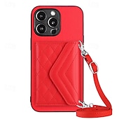 baratos Capas para iPhone-telefone Capinha Para iPhone 16 iPhone 15 Pro Max Plus iPhone 14 13 12 11 Pro Max Plus Mini SE Capa traseira Com Suporte com cordão Slot para cartão Retro TPU Couro PU