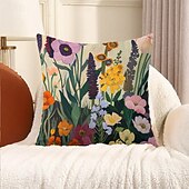 baratos estilo floral e plantas-1 pçs Veludo Cobertura de Almofada, Imprimir Simples Casual Quadrada Tradicional Clássico