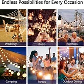 cheap Solar String Lights-Solar String Lights Outdoor Weatherproof with Remote, Solar Powered LED Edison Bulb Outdoor String Lights for Outside Patio Backyard Fence Halloween Christmas Decorations