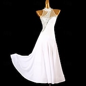 baratos Roupa de Dança de Salão-Dança de Salão Vestido Cristal / Strass Mulheres Espetáculo Roupa Diária Sem Manga Elastano