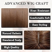 economico Parrucche trendy sintetiche-parrucca marrone scuro castano scuro biondo castano ramato con frangia parrucche naturali corte e diritte per le donne parrucche sintetiche lunghe fino alle spalle per il cosplay quotidiano