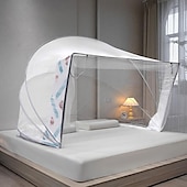 preiswerte Betthimmel &amp; Vorhänge-Moskitonetz fürs Bett, in einer Sekunde zu öffnen und zu schließen, faltbare Haushaltsnetze, Erhöhung der Höhe, 119,4 cm, große Fläche, Moskitonetz, Installation kostenlos