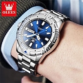 economico Orologi al quarzo-Il nuovo orologio da business da uomo del marchio Olevs orologio classico verde fantasma d&#039;acqua visualizzazione del calendario settimana orologio al quarzo impermeabile moda sportiva