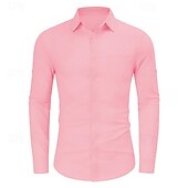 economico Casual da lavoro-Per uomo Camicia Camicia di lino Camicia casual Camicia di cotone Semplice Vacanza Camicia hawaiana Nero Bianco Rosa Blu Manica Lunga Collo ripiegato Primavera &amp; Autunno Abbigliamento Bottonato