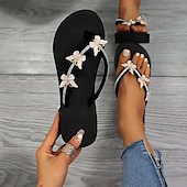 voordelige Vakantiesandalen-Dames slippers met strass-vlindersleehak – glamoureuze strandsandalen voor zomervakanties, poolparty&#039;s en casual resortkleding