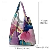 cheap Handbag &amp; Totes-Women&#039;s Large Abstract Floral Print Tote Bag – Reusable Foldable Shopping Bag with Artistic Design for Everyday Use