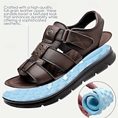 halpa Mekko sandaalit-Miesten Sandaalit Sporttiset sandaalit Vapaa-aika Italialainen täysjyväinen lehmännahka Hengittävä Mukava Liukumaton Tarranauha Loaferit Musta Kahvi