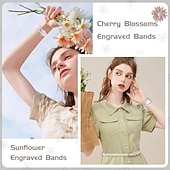 Недорогие Ремешки для часов Apple-цветок с гравировкой Совместим с Ремешок для часов Apple Watch 38мм 40мм 41мм 42мм 44мм 45мм 49мм Прочный Пряжка-бабочка силиконовый Сменный ремешок для часов для iwatch Ultra 2 Series 9 8 7 SE 6 5 4