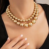 billige Halskjeder-Choker Halskjede Imitert Perle Dame Mote Luksus Multi Layer Bryllup Sirkelformet Halskjeder Til Bryllup Fest