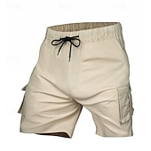 baratos Clássico-Homens Shorts táticos Bermuda Cargo Calção Com Cordão Cintura elástica Bolso multi Tecido Vestível Curto Ao ar livre Diário Para Noite Moda Clássico Preto Verde Tropa