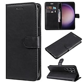 Недорогие Чехлы для Samsung-телефон Кейс для Назначение SSamsung Galaxy S24 S23 S22 S21 S20 Ultra Plus FE A54 A34 A14 S25 Ультра Кошелек для карт Магнитный Полная защита тела с ремешком на запястье Ретро ТПУ Кожа PU