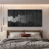 cheap Abstract Paintings-Handmade Oil Painting Canvas Wall Art Decoration Minimalist Black and White Abstract Texture Decorative Painting for Home Decor Rolled Frameless Unstretched Painting