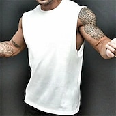 preiswerte Fitness Tank-Tops-Herren Tank Top Weste Unterhemd Ärmelloses Shirt Ärmellos Rundhalsausschnitt Frühling &amp; Sommer Einfach Mode Designer Basic Urlaub Straße Ausgehen Schwarz Weiß Gelb Top T-Shirt für Herren