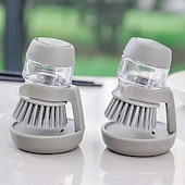 baratos Utensílios para o Lar-escova de limpeza de pressão multifuncional, esponja de distribuição automática de líquidos escova de prato: purificador de panela de cozinha com óleo antiaderente com dispensador de detergente