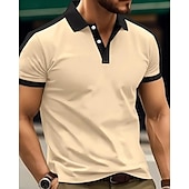 cheap Men&#039;s Classic Polo-Men&#039;s Golf Shirt Golf Polo Work Casual Lapel Short Sleeve Basic Modern Color Block Patchwork Button Spring &amp; Summer Regular Fit Wine Navy Blue sky blue Gold Beige Coffee Golf Shirt