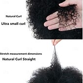 economico Parrucche di capelli veri senza cuffia-Cappelli veri Parrucca Corto Lungo Medio Afro crespo Afro Kinky Riccio Con frangia Nero Colore Naturale Natura nera Migliore qualità Molto spesso Attaccatura dei capelli naturale A macchina Senza
