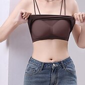 preiswerte Tank-Shirts &amp; kurze Jäckchen für Damen-Damen Unterhemd Trägertop Basic ärmellose reguläre Oberteile Trägerlos Weiß Braun Grau Sommer