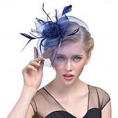billige Coiffer-fascinators Hatter Hodeplagg organza Fedora Solhatt slørhatt Hesteløp cocktail Elegant Retro Rød Med Fjær Ren Farge Hodeplagg Hodeplagg