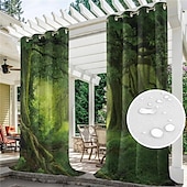 economico Tende impermeabili-tende da esterno tenda impermeabile antivento e resistente alle intemperie per patio, capanna, veranda, pergola e gazebo, telo superiore con occhiello, paesaggio forestale a 2 pannelli