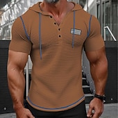 Men's Waffle Henley Shirt Henley Shirt Short Sleeve Shirt Tee Top Solid Color Hooded Outdoor Street Short Sleeve Button American flag Clothing Apparel Daily Hawaiian 9