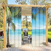 economico Tende impermeabili-tende da esterno tenda impermeabile antivento e resistente alle intemperie per patio, capanna, veranda, pergola e gazebo, telo superiore con occhiello, paesaggio forestale a 2 pannelli