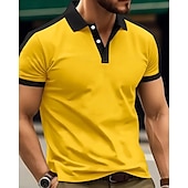 cheap Men&#039;s Classic Polo-Men&#039;s Golf Shirt Golf Polo Work Casual Lapel Short Sleeve Basic Modern Color Block Patchwork Button Spring &amp; Summer Regular Fit Wine Navy Blue sky blue Gold Beige Coffee Golf Shirt