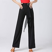 abordables Tenues de danse latine-Danse latine Danse de Salon Pantalon Châssis / rubans Couleur Pure Fantaisie Femme Utilisation Entraînement Taille haute Polyester
