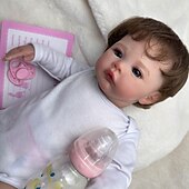 billiga Dockor-18 tum Reborn-dockor Baby- och småbarnsleksak Återfödd toddlerdocka Docka Återfödd bebisdocka Spädbarn Återfödd bebisdocka Nyfödd levande Gåva Handgjord Ogiftig 3/4 silikonlimmer och bomullsfylld