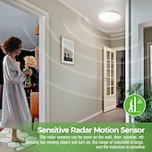 cheap Ceiling Lights &amp; Fans-Light ControlRadar Motion Sensor Light 12W 18W 6000K Wired Ceiling Light Fixture Motion Detector LED Ceiling Light Embedded Sensor Light for Corridor Staircase Food Cabinet Laundry AC220V