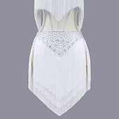cheap Latin Dancewear-Latin Dance Dress Crystals / Rhinestones Women&#039;s Girls&#039; Performance Training Sleeveless High Stretch Yarn