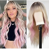 economico Parrucche trendy sintetiche-ramato biondo marrone marrone chiaro rosa parrucche per le donne lunga ramata parrucca rossa con la frangetta parrucche a strati per le donne parrucche rosse ramati parrucche dei capelli per le donne