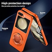 baratos Capa Samsung-Capa de Telefone Para Samsung Galaxy Z Flip 6 Z Flip 5 Z Flip 4 Z Flip 3 Capa Flip Suporte para Anel Magnético Suporte para Carregamento Sem Fio Armadura PC