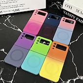 お買い得  サムスン用ケース-Samsung Galaxy Z Flip 6 Z Flip 5 Z Flip 4 Z Flip 3 用の電話ケース バックカバー ワイヤレス充電サポート ショックプルーフ カラーグラデーション TPU