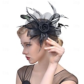 billige Coiffer-fascinators Hatter Hodeplagg organza Fedora Topplue slørhatt Hesteløp cocktail Elegant Årgang Med Fjær Sløyfer Hodeplagg Hodeplagg