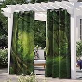economico Tende impermeabili-tende da esterno tenda impermeabile antivento e resistente alle intemperie per patio, capanna, veranda, pergola e gazebo, telo superiore con occhiello, paesaggio forestale a 2 pannelli