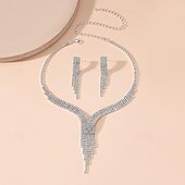 levne Sady šperků-Sady šperků 3ks Štras Slitina Náušnice Náhrdelníky Dámské Elegantní Vinobraní Módní Geometrické Geometrický Sada šperků Pro Svatební Párty Výročí
