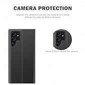 economico Cover Samsung-Custodia per telefono per Samsung Galaxy S24 S23 S22 S21 Ultra Plus A72 S25 Ultra Custodia a corpo intero Auto Sleep  Wake Up Flip magnetico con supporto di colore solido TPU PU
