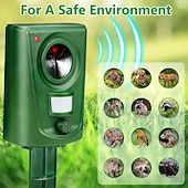economico Sensori e allarmi di sicurezza-Repellente per animali ad ultrasuoni a energia solare: deterrente con sensore di movimento impermeabile per gatti, cani, uccelli e animali selvatici nei giardini &amp;all&#039;aperto